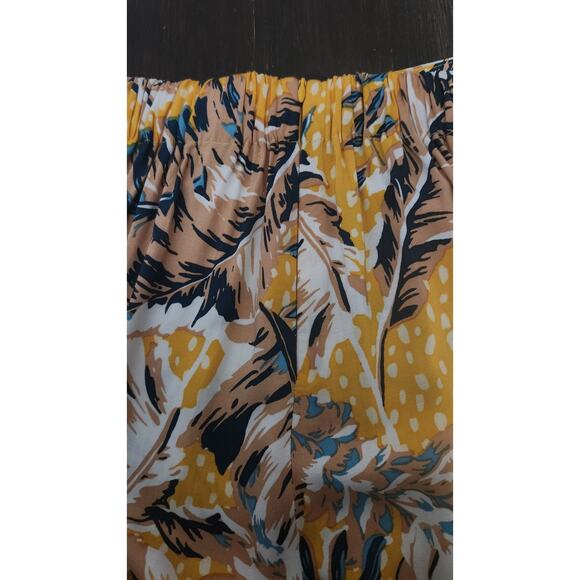 Le Salty Label Wide Leg Havana Pants Women's XS Yellow Floral Zipper Pull On Vac - Picture 12 of 14